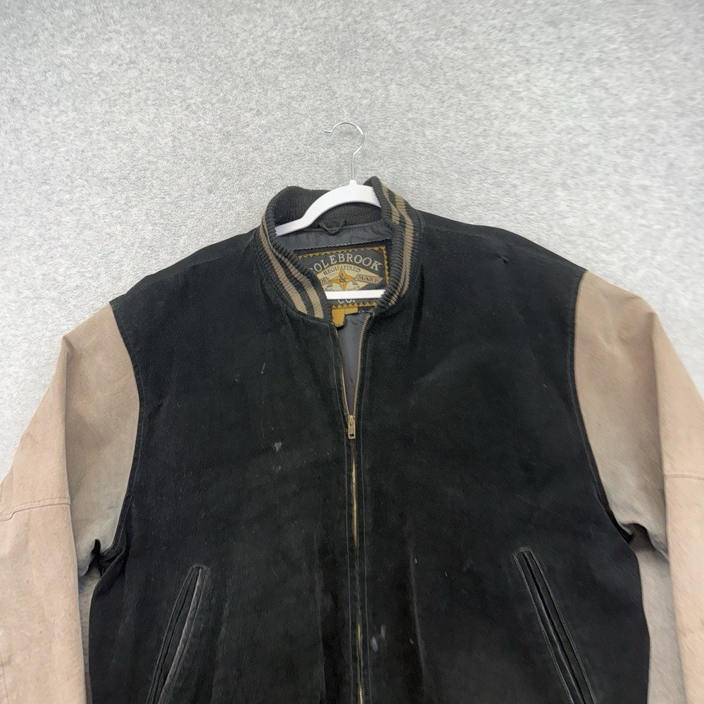 Vintage 90s Colebrook Suede Leather Varsity Bomber Jacket Size Large Letterman - Picture 3 of 9